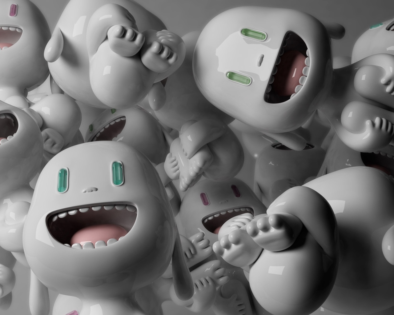 Много маленьких белых человечков 3д графика