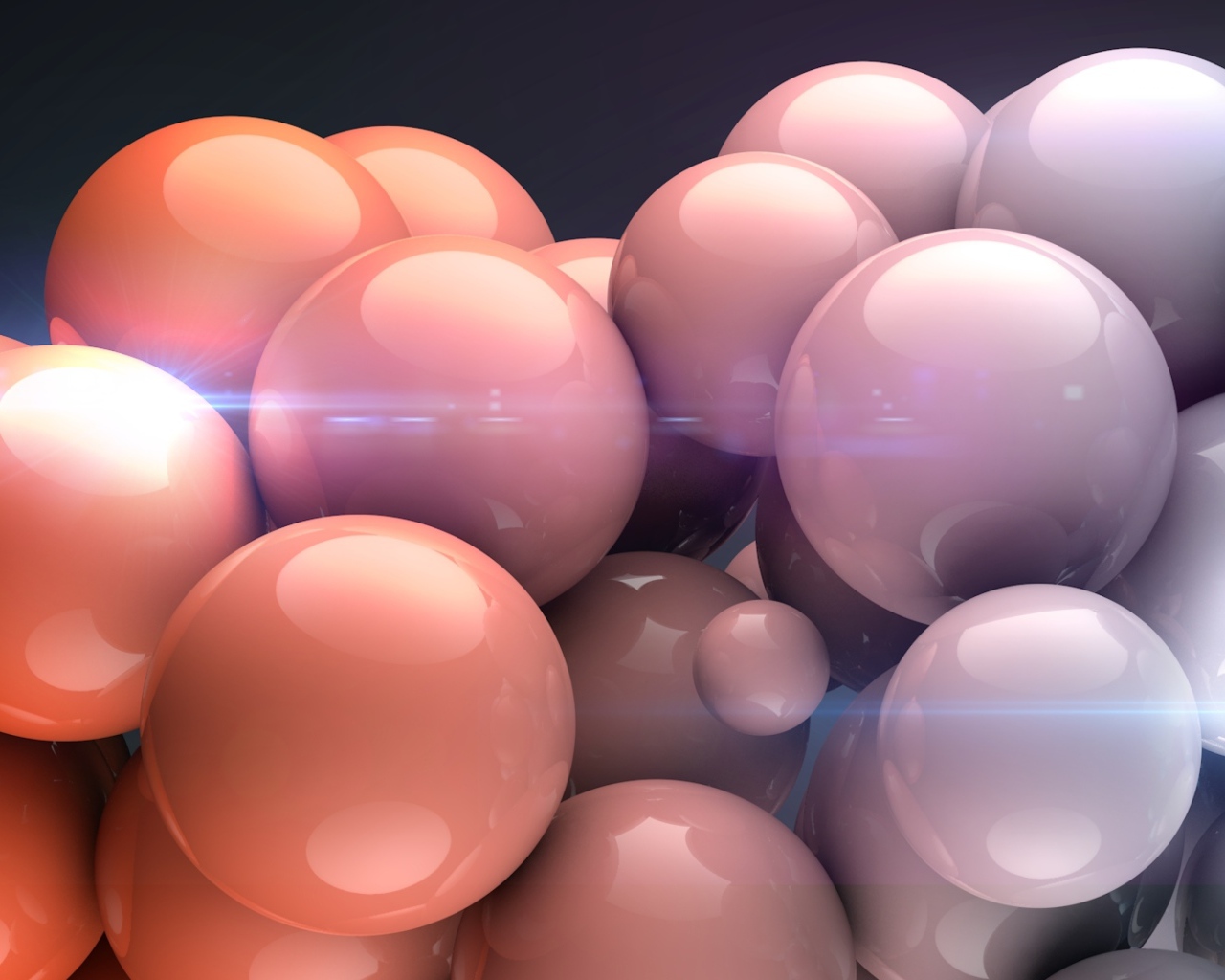 Много  белых и розовых 3д шаров крупным планом 