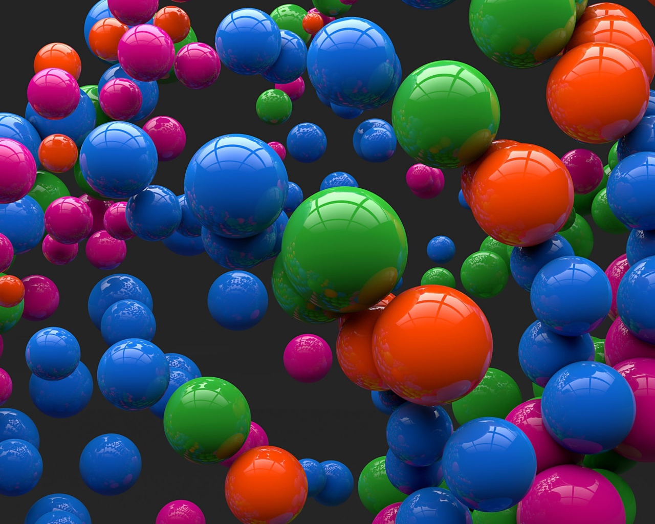 Разноцветные шары на сером фоне 3д графика