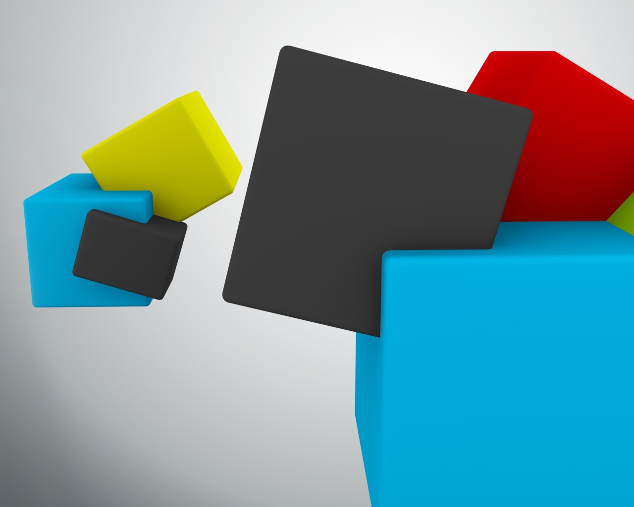 Разноцветные кубы на сером фоне