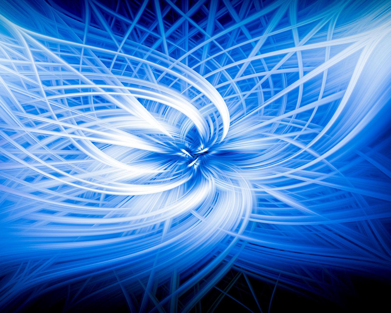 Неоновый голубой абстрактный цветок на черном фоне