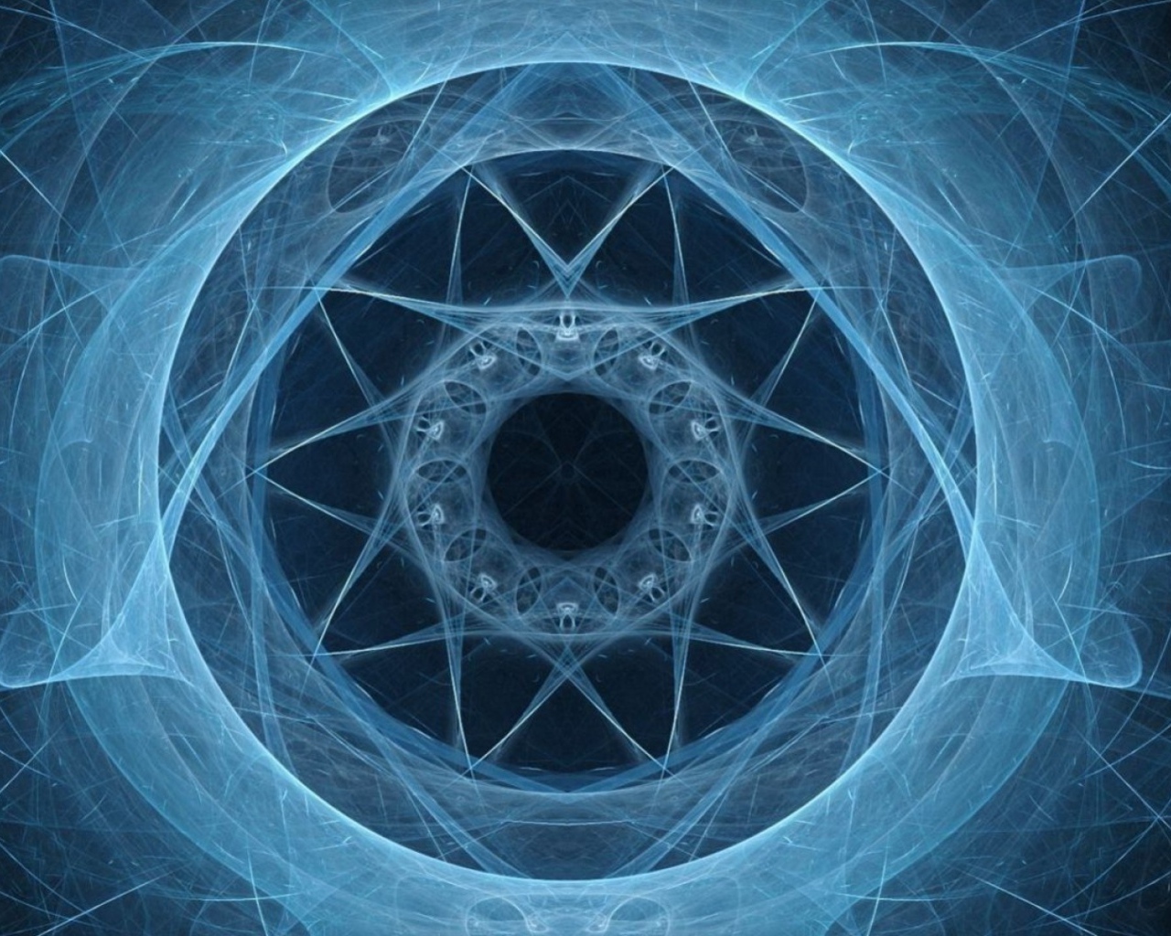 Неоновый симметрический фрактальный рисунок 