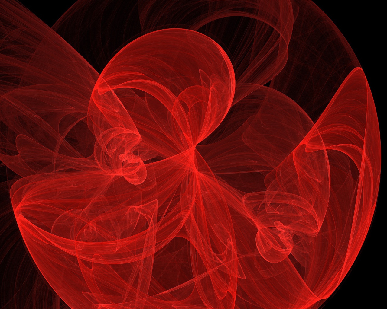 Красный фрактальный узорный рисунок на черном фоне