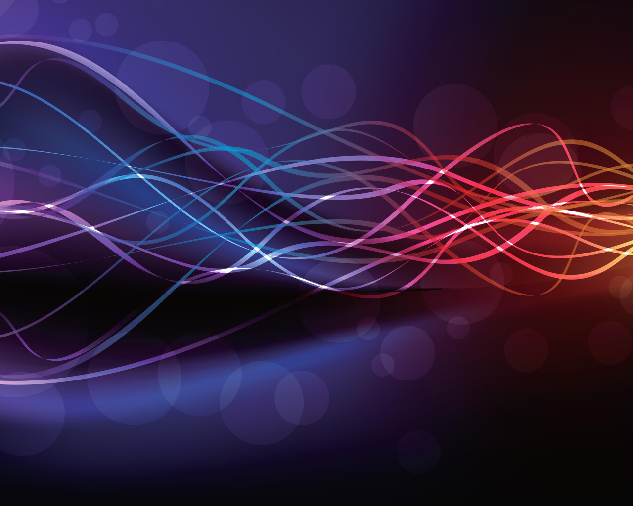 Тонкие неоновые волны на фиолетовом фоне 