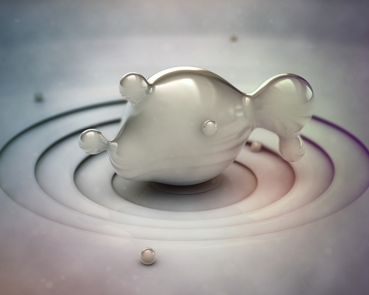 Фигура рыбы из серой субстанции, 3д графика