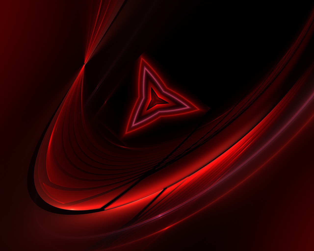 Трехгранный абстрактный  символ на красном фоне 