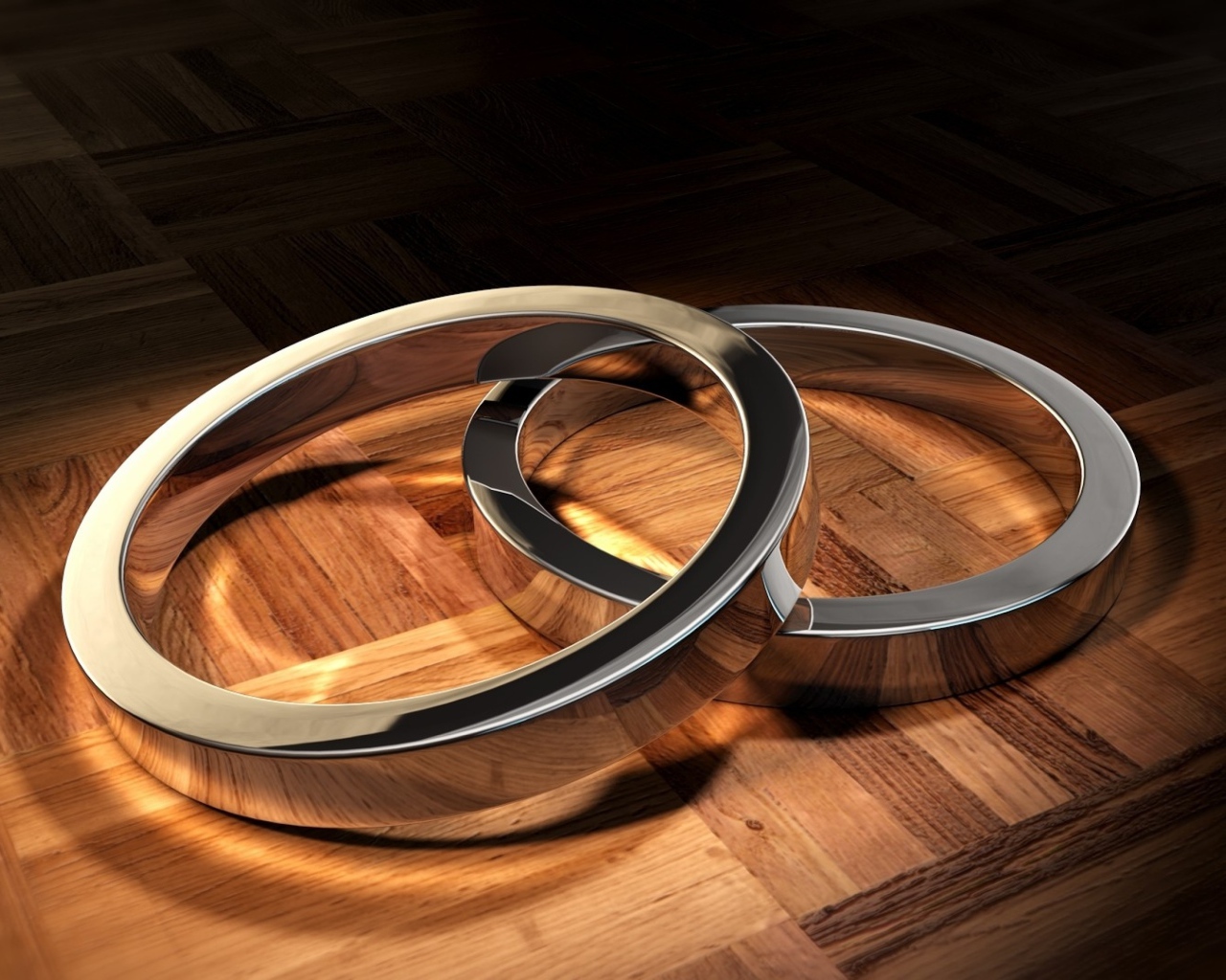 Два серых кольца на полу 3д графика 