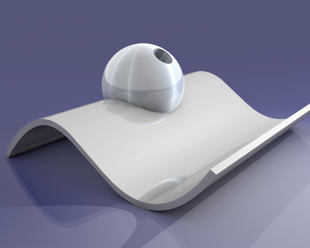 Белый 3д знак с шаром на сером фоне 