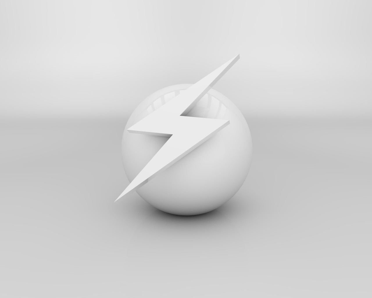 Белый шар с молнией на белом фоне