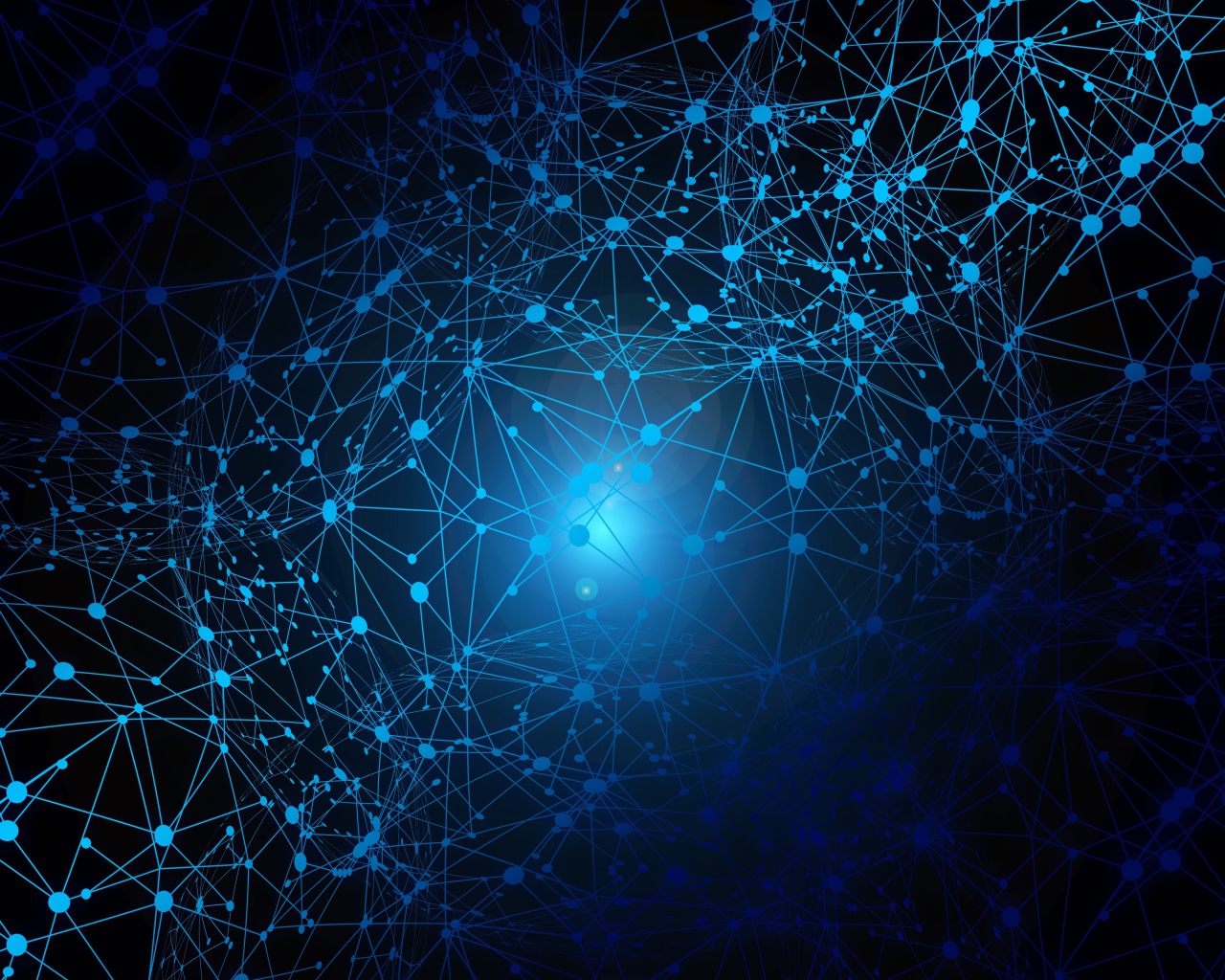 Всемирная паутина интернета с яркой голубой точкой 