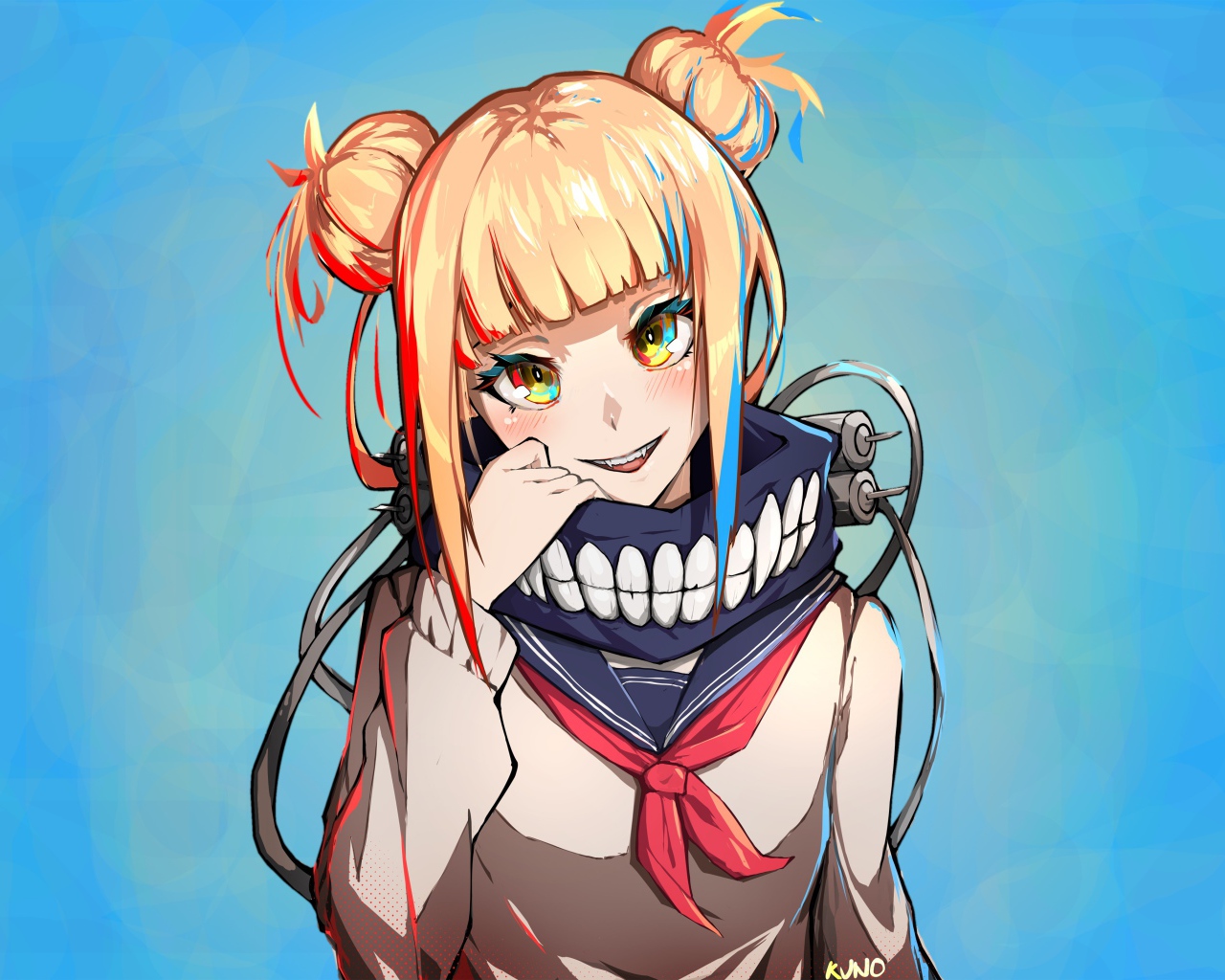 Девушка на голубом фоне аниме My Hero Academia Solo