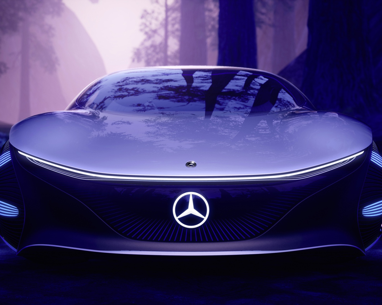 Автомобиль Mercedes-Benz VISION AVTR 2020 года с неоновой подсветкой 