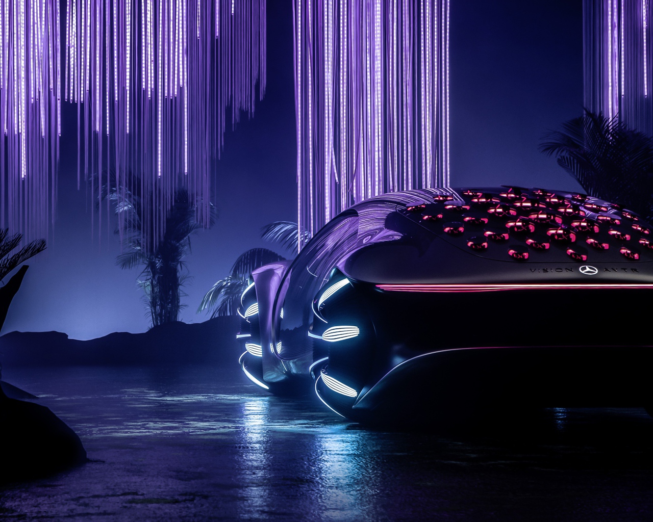 Неоновый автомобиль Mercedes-Benz VISION AVTR 2020 года