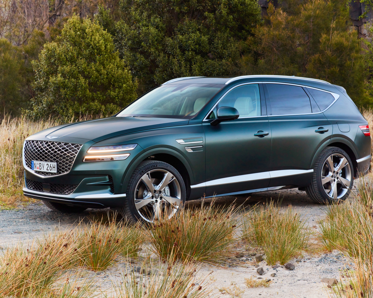 Автомобиль Genesis GV80 3.5T AWD 2020 года в траве