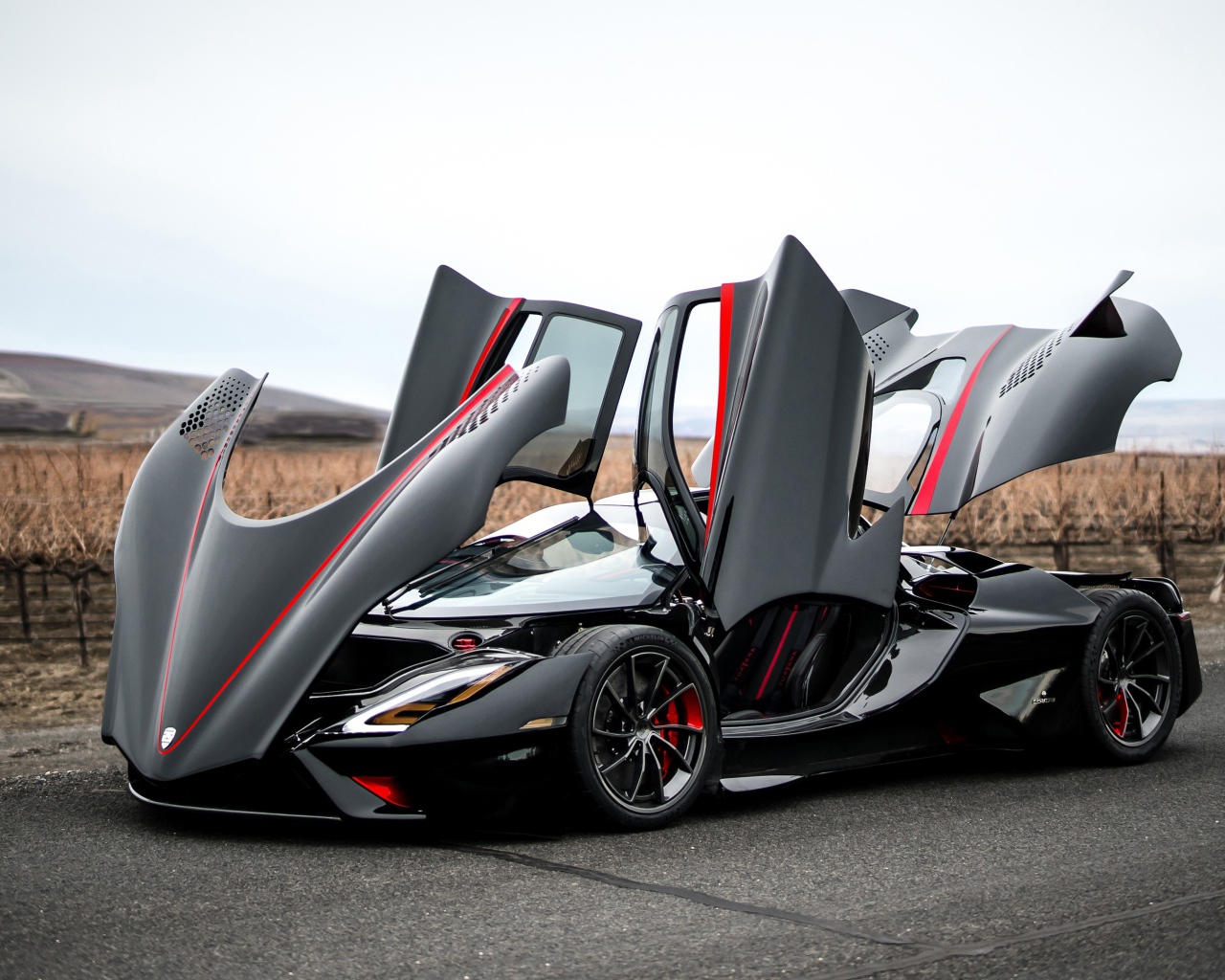 Спортивный  SSC Tuatara, 2020 года с открытыми дверями