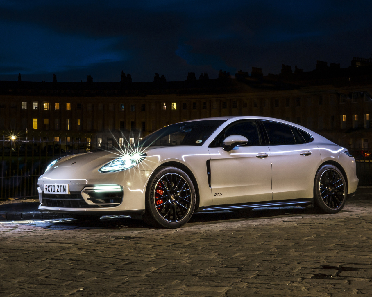 2020 Porsche Panamera GTS car on the street at night