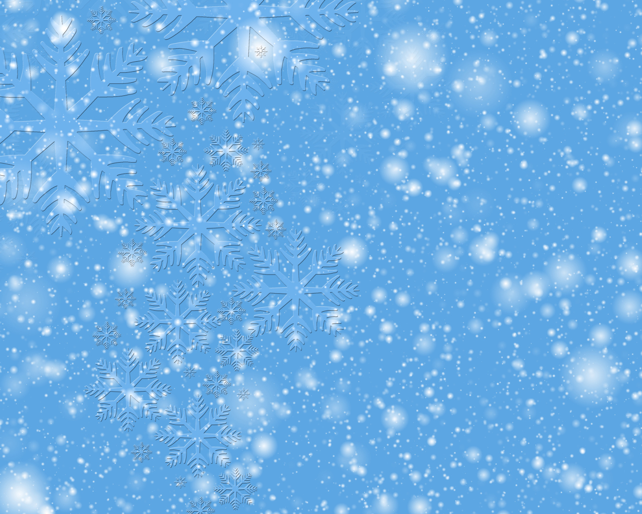 Голубой фон с белыми точками и снежинками