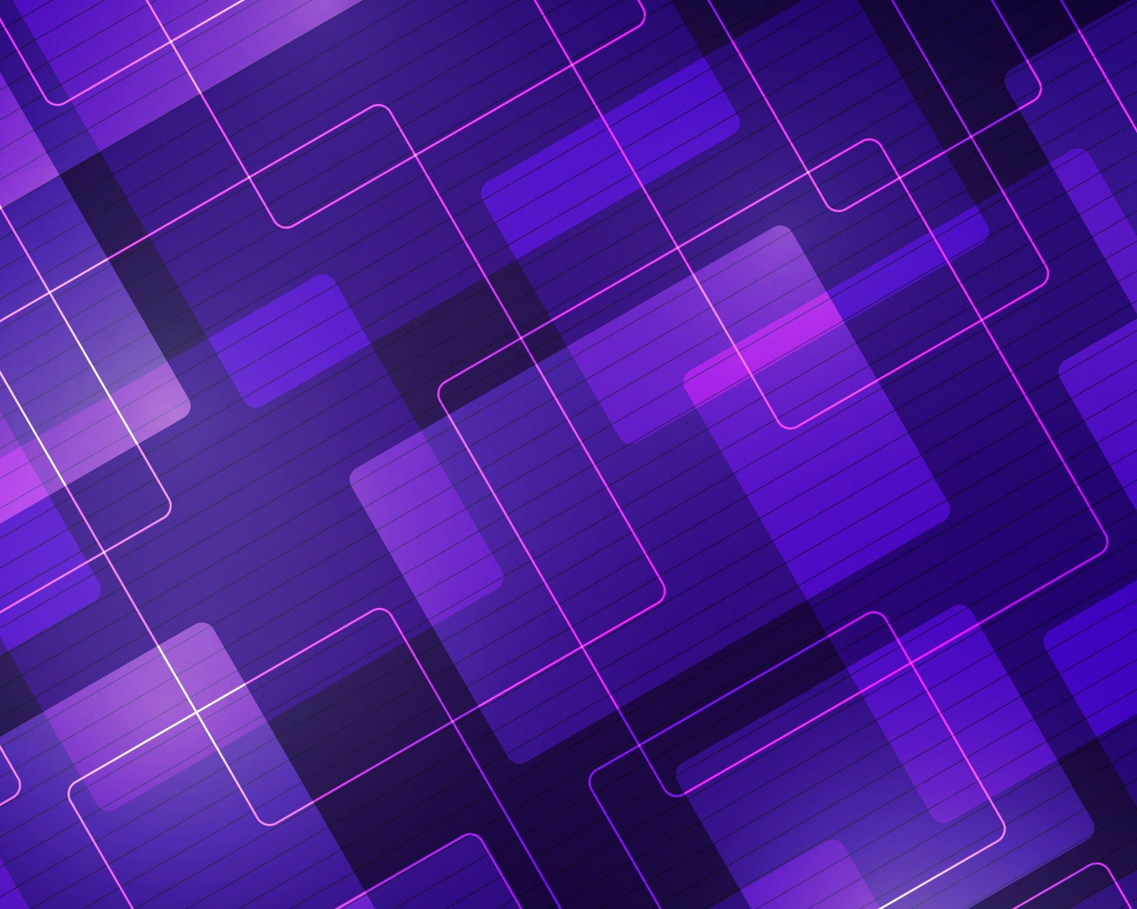Purple background with geometric shapes.