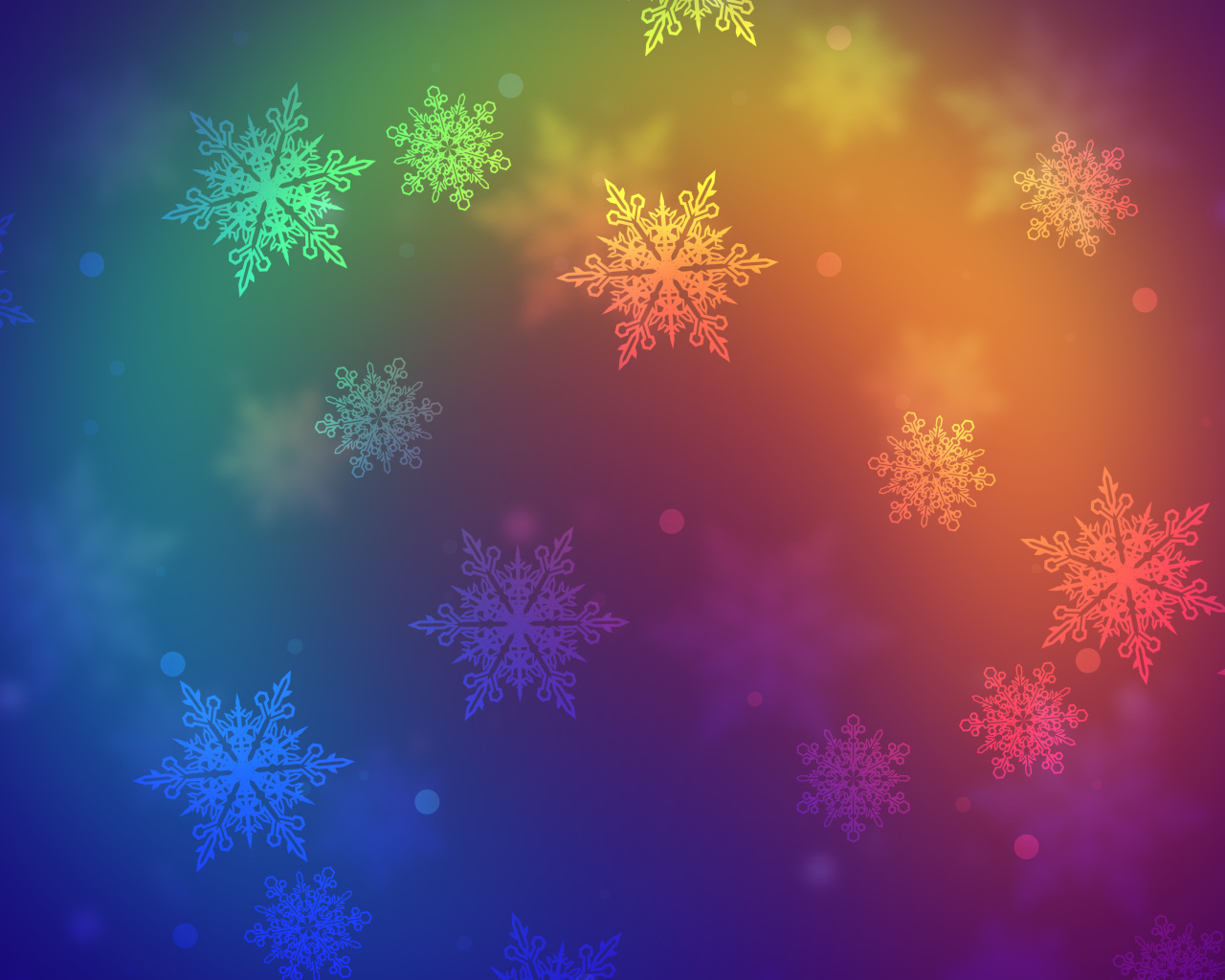 Белые снежинки на разноцветном фоне