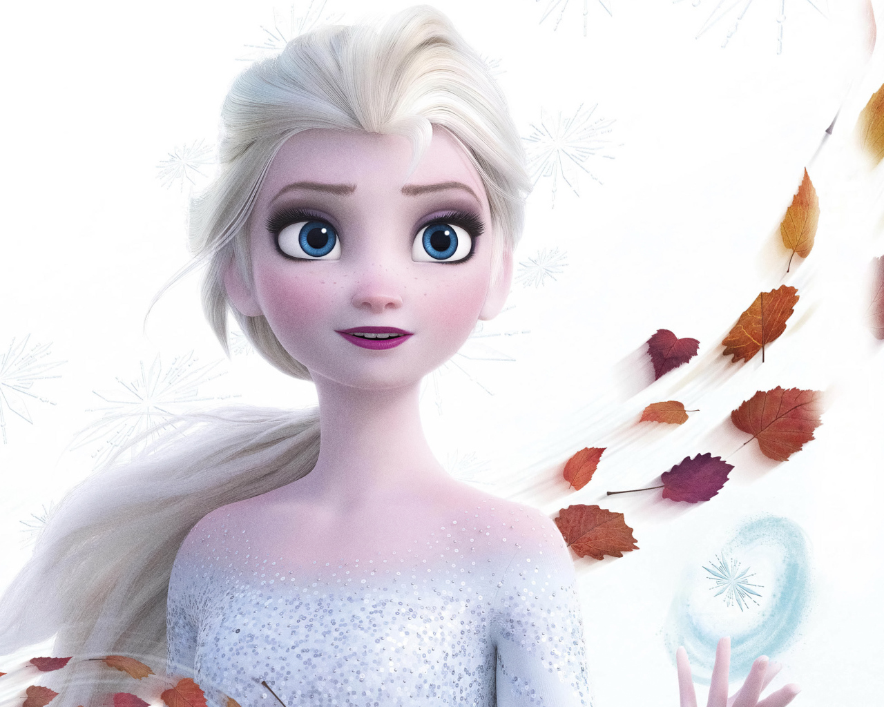 Красивая голубоглазая девушка Эльза, персонаж мультфильма Холодное сердце 2
