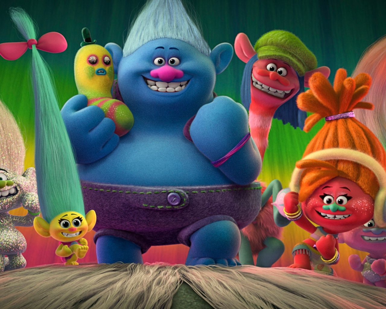 Веселые персонажи мультфильма Тролли: Мировой тур 2020 года