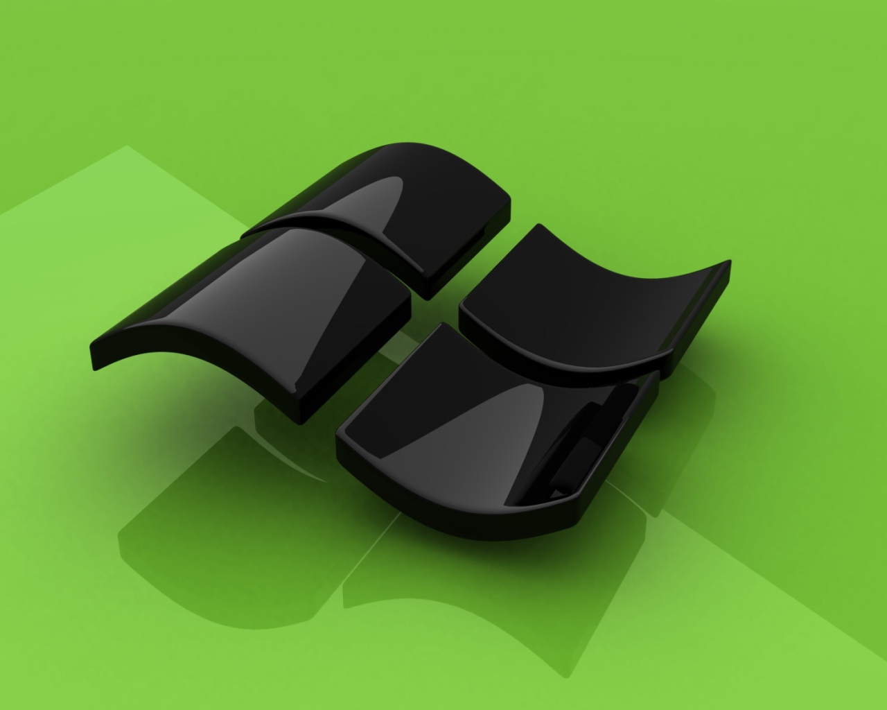 Черный значок Windows на зеленом фоне