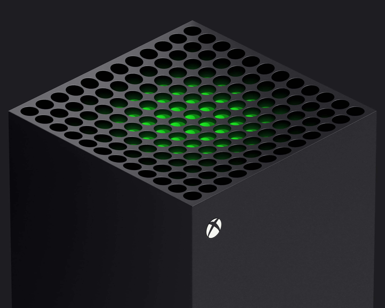 Черный Xbox Series X с зеленой серединой 
