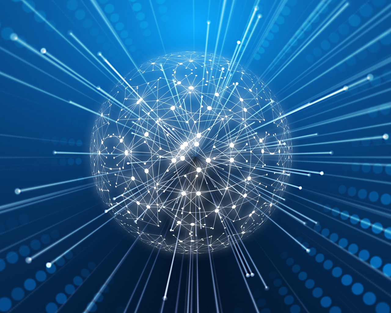 Шар из цифровой паутины на синем фоне