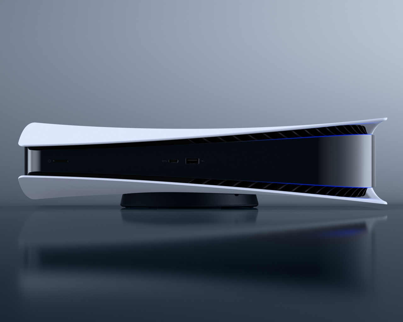Игровая консоль Playstation 5 на сером фоне