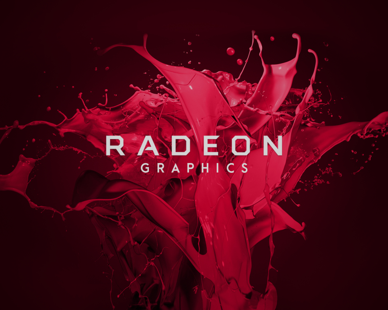 Брызги красной краски с надписью AMD Radeon