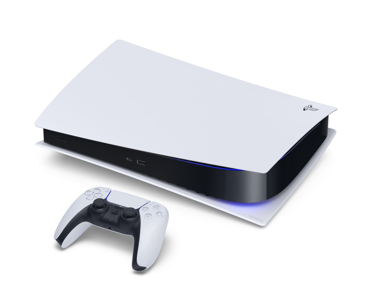 The new Sony PlayStation 5 console on a white background