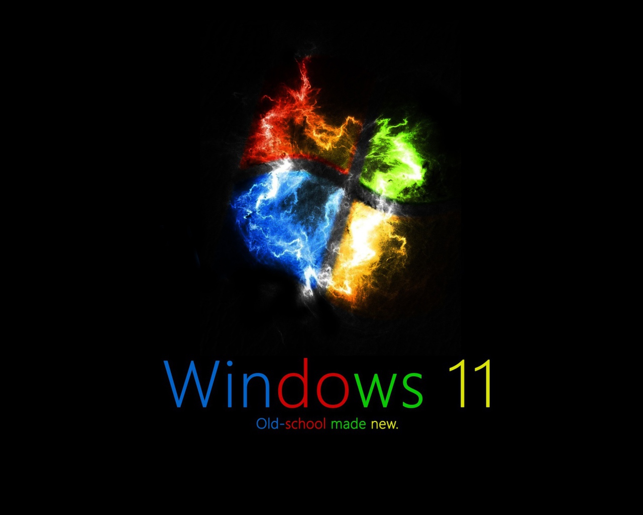 WINDOWS 11 operating system screensaver on a black background