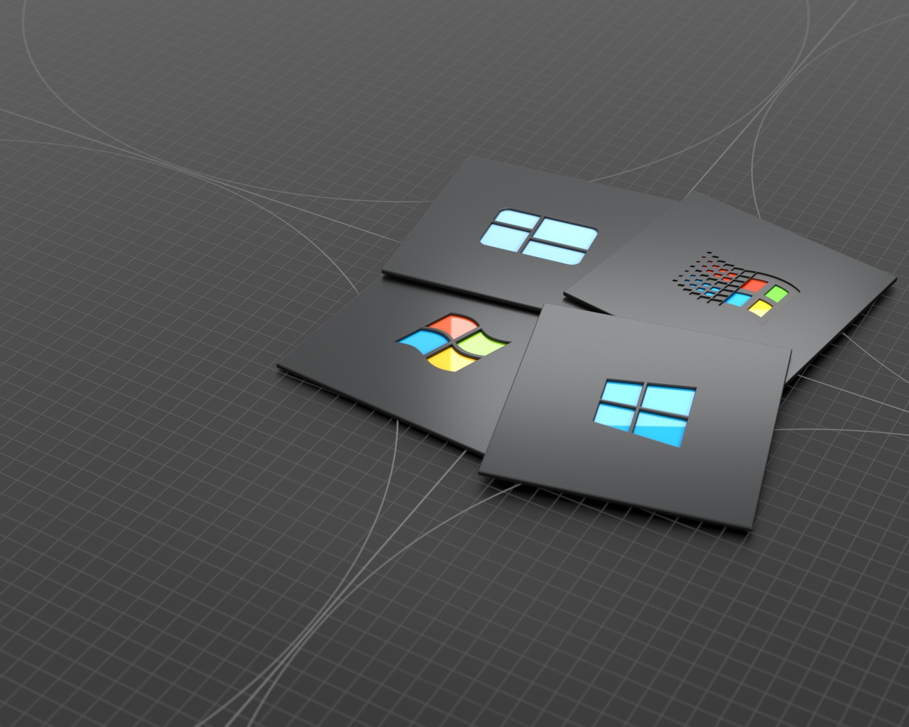 Квадраты Windows 10 на сером фоне 