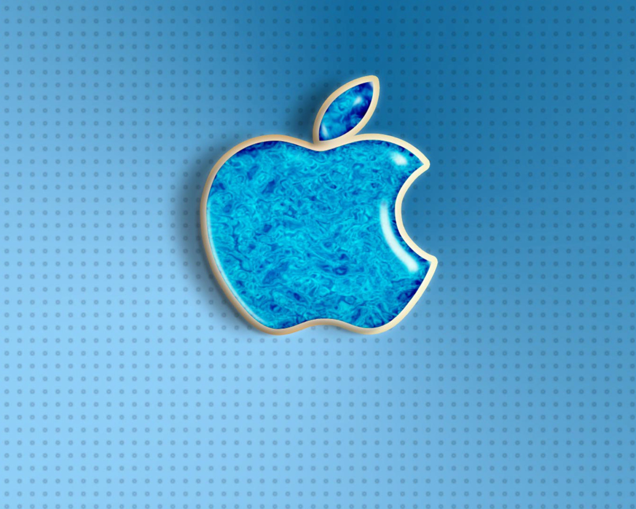 Голубой значок apple на фоне с точками