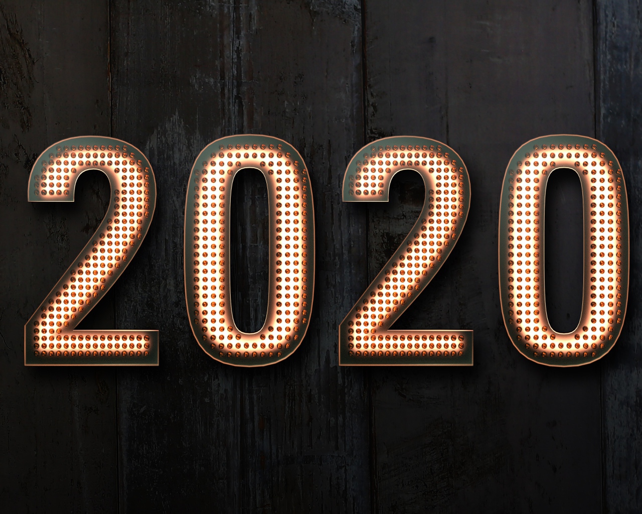 Красивые цифры 2020 на черном фоне