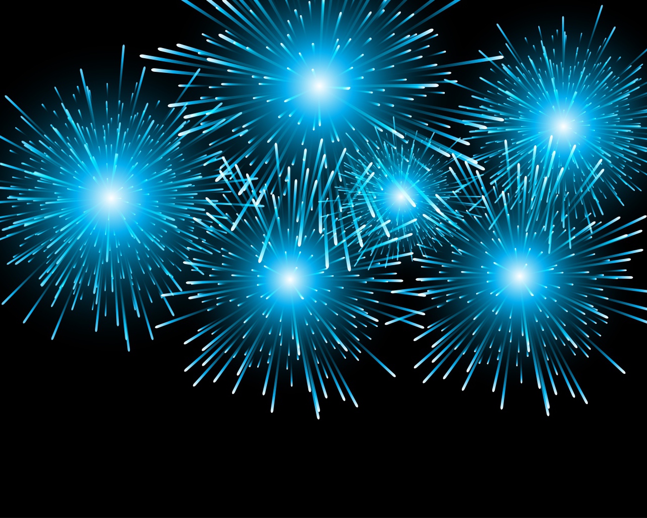 Яркий голубой салют на черном фоне