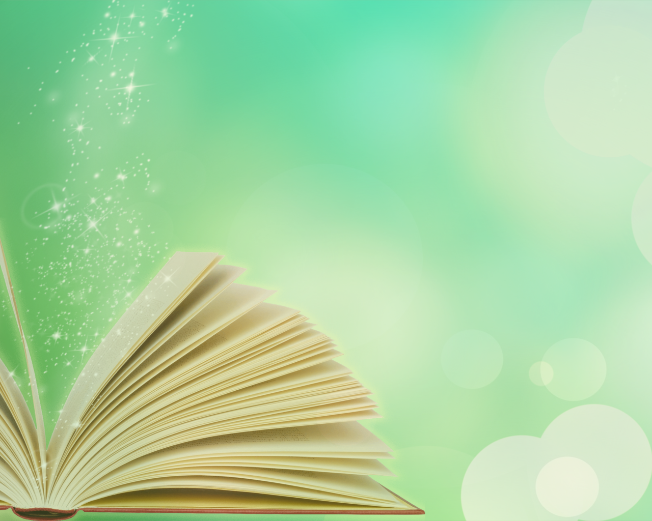 Волшебная открытая книга на голубом фоне