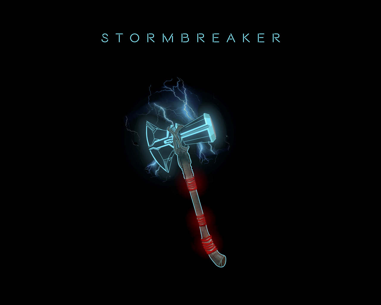 Топор Тора на черном фоне