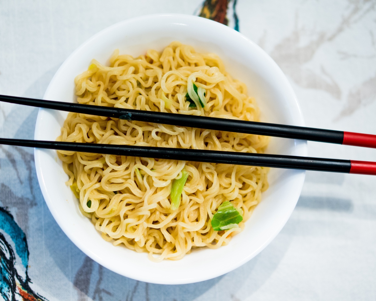 Instant noodles with chopsticks