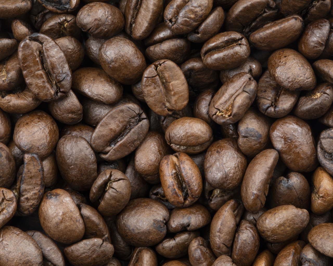 Жареные ароматные  кофейные зерна крупным планом