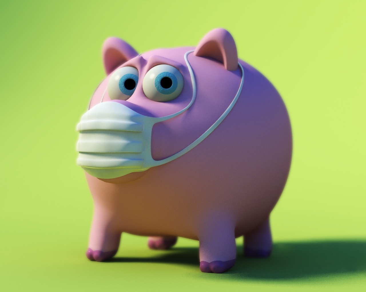 Свинья копилка с маске от коронавируса 