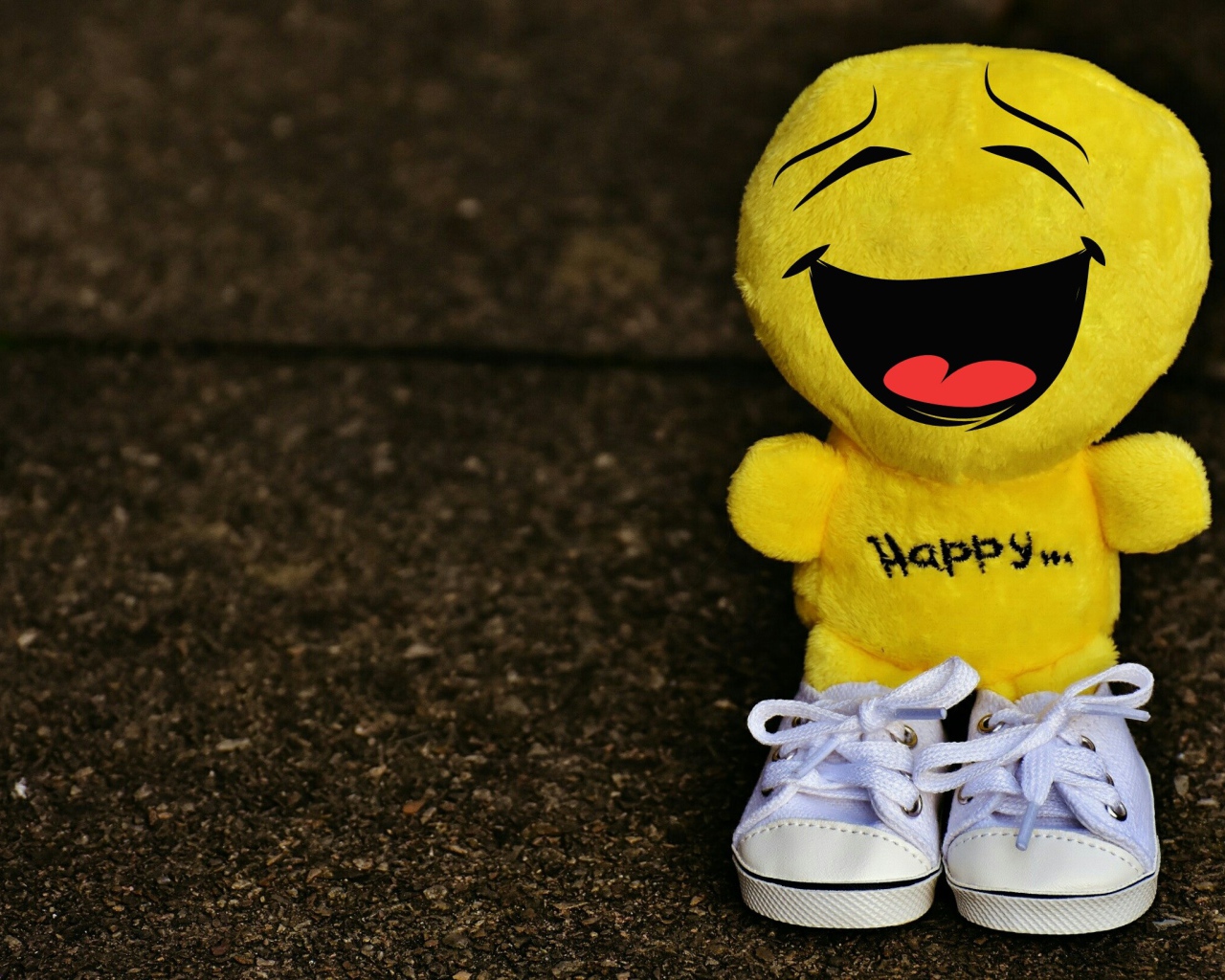 Toy smiley in sneakers