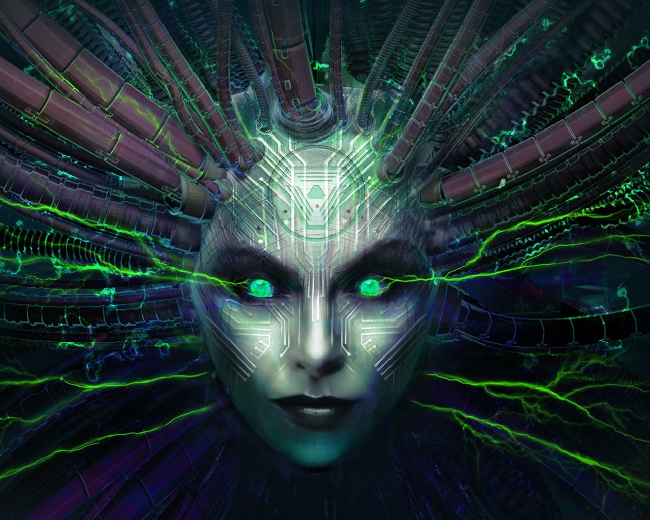 Лицо с проводами компьютерная игра System Shock