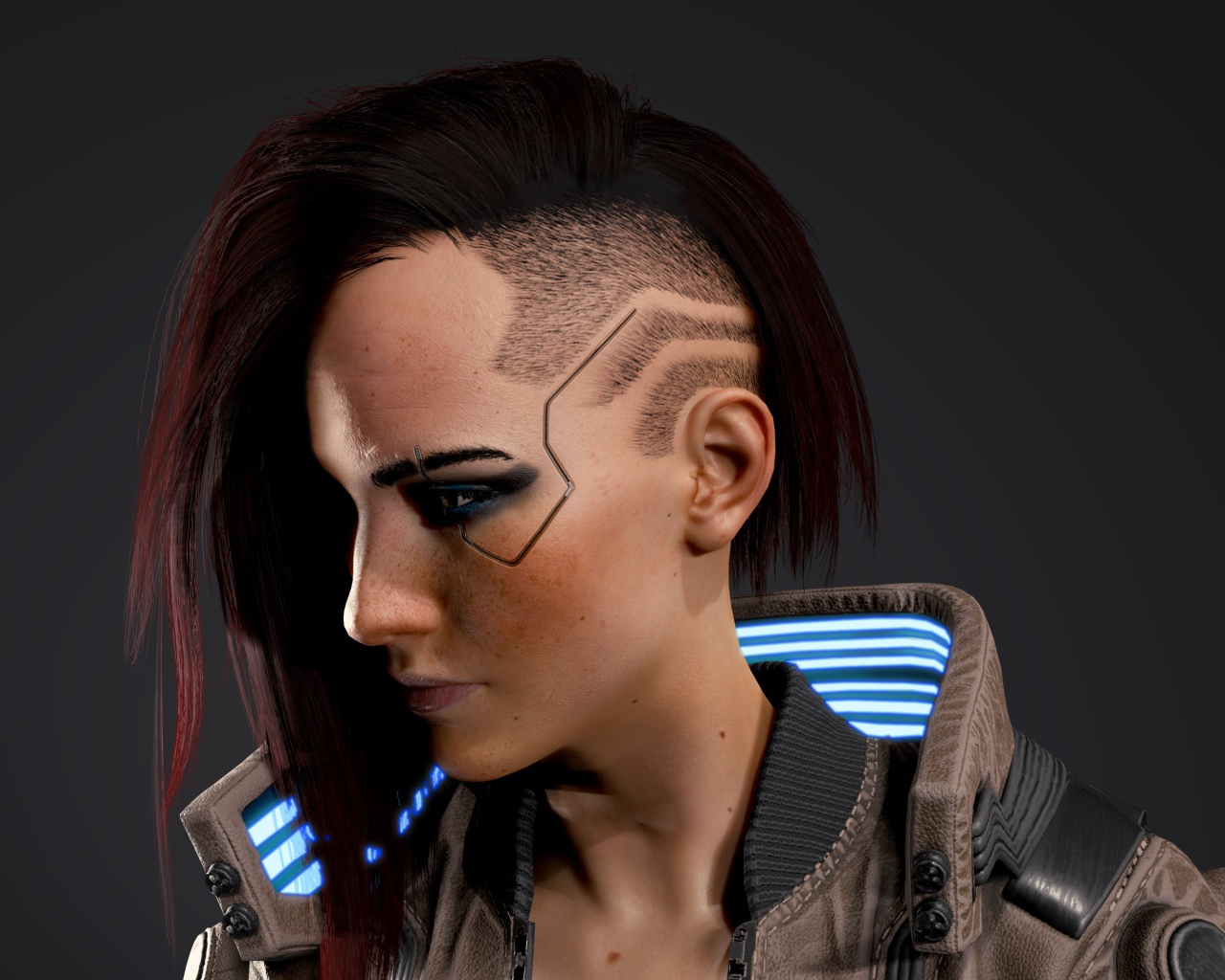 Девушка, солдат персонаж компьютерной игры Cyberpunk 2077