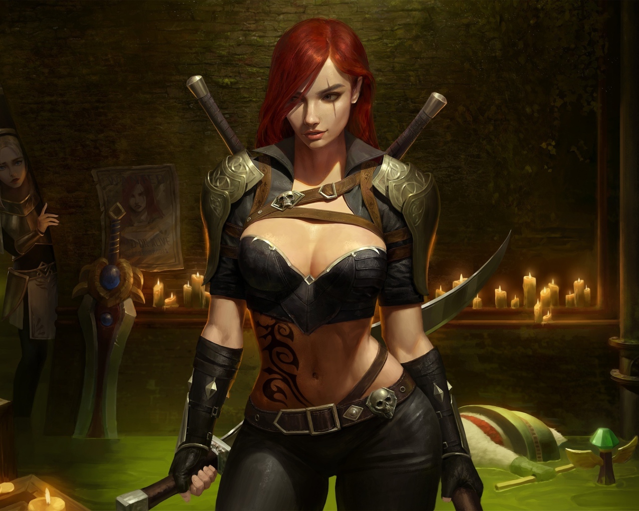 Девушка воин Katarina в замке 