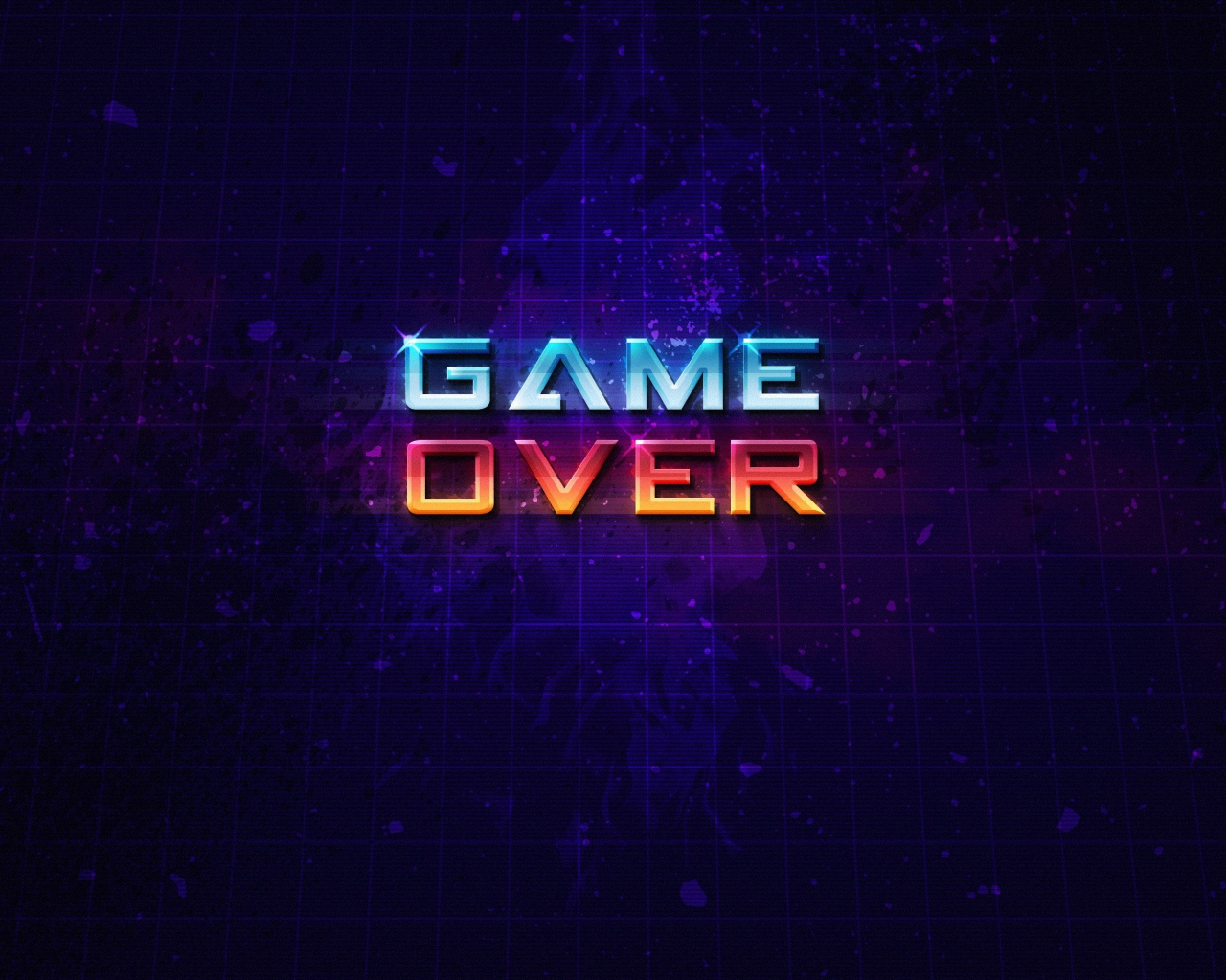 Неоновая надпись  Game Over на синем фоне