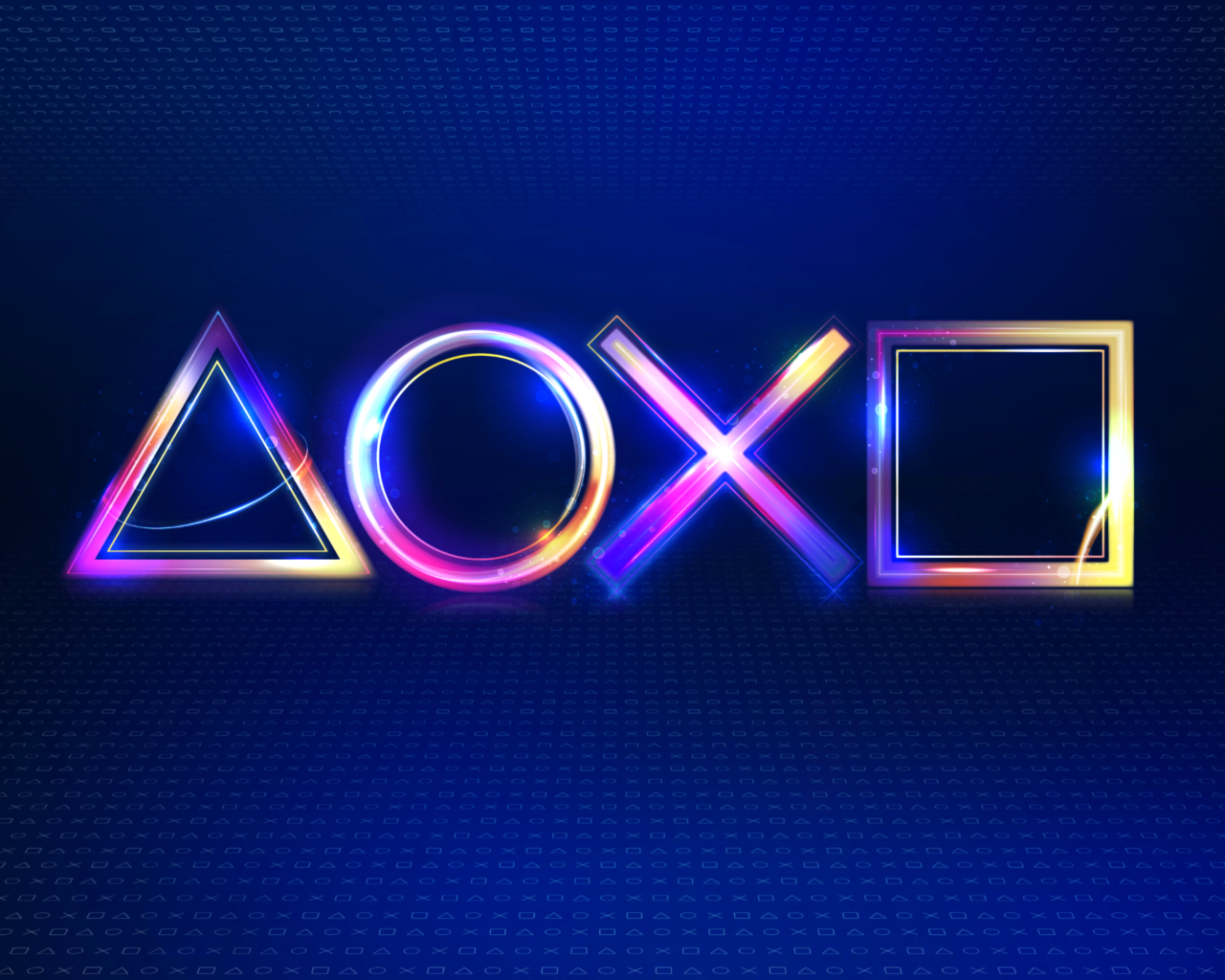 Неоновые знаки PlayStation на синем фоне