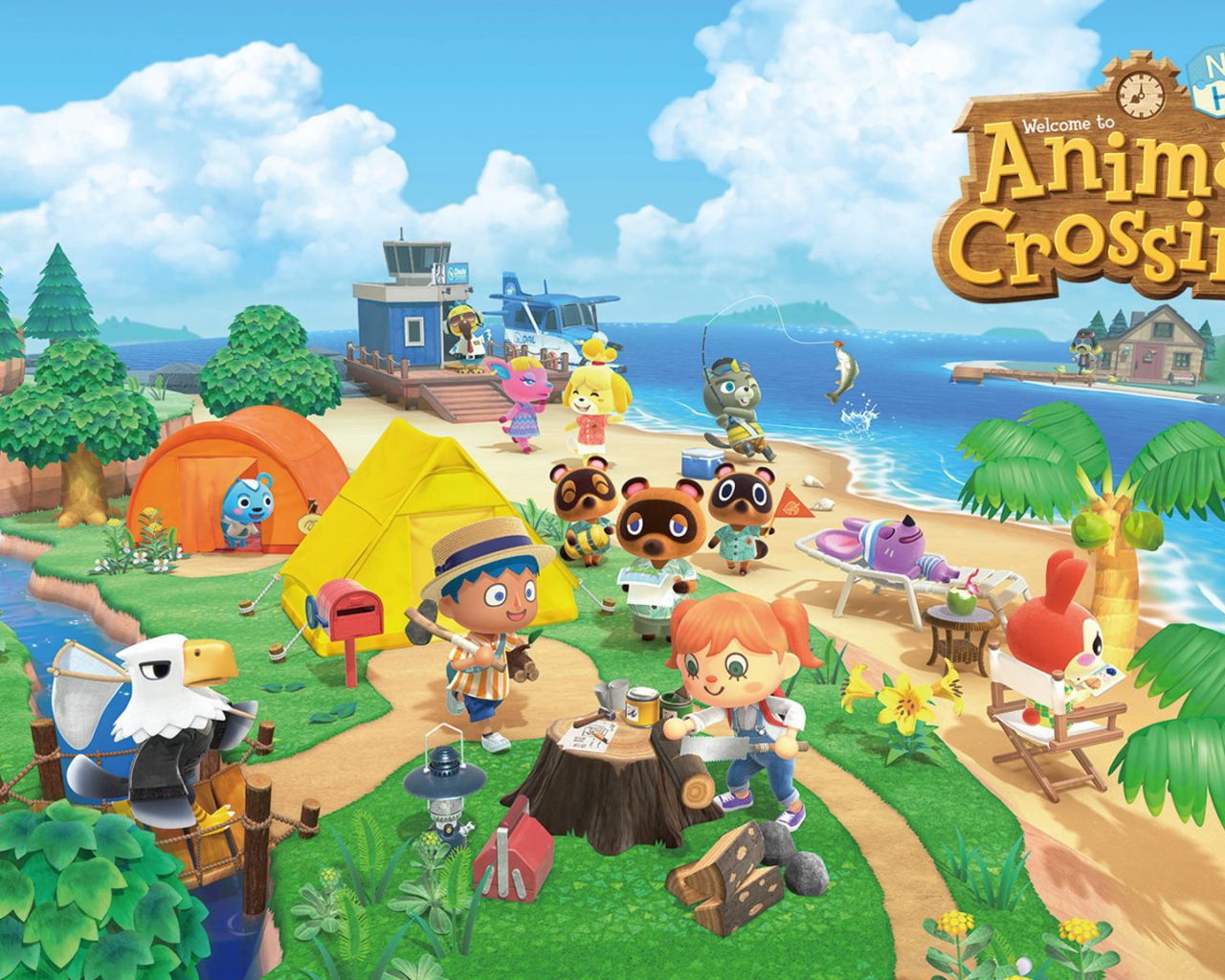 Постер новой компьютерной игры Animal Crossing: New Horizons, 2020