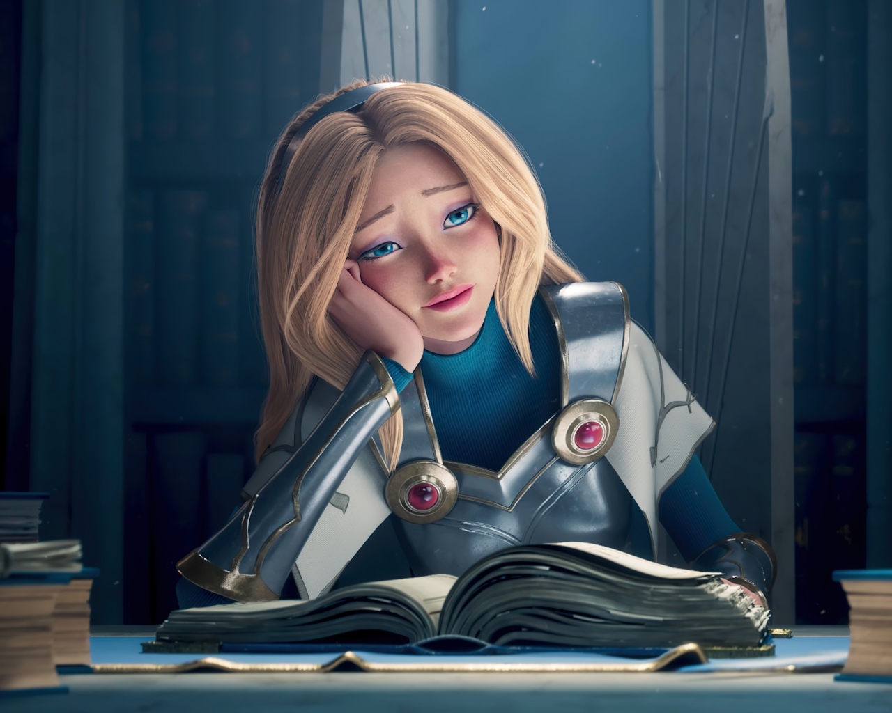 Грустная девушка воин с книгой 