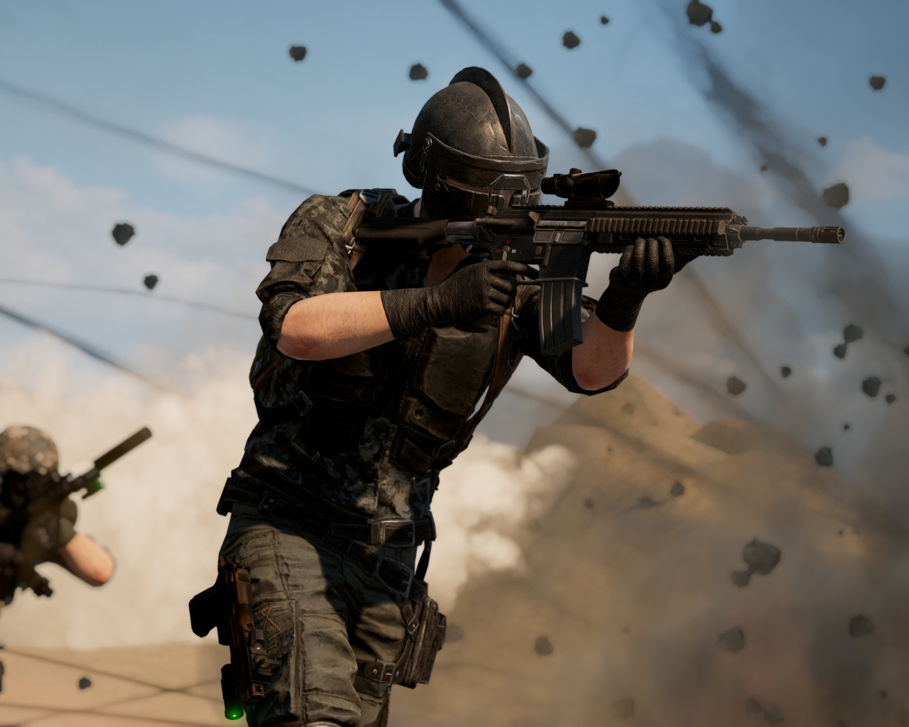 Солдаты в бою из компьютерной игры PUBG